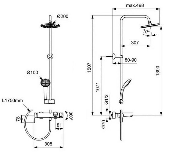 душевая система IDEAL STANDARD CERAFINE